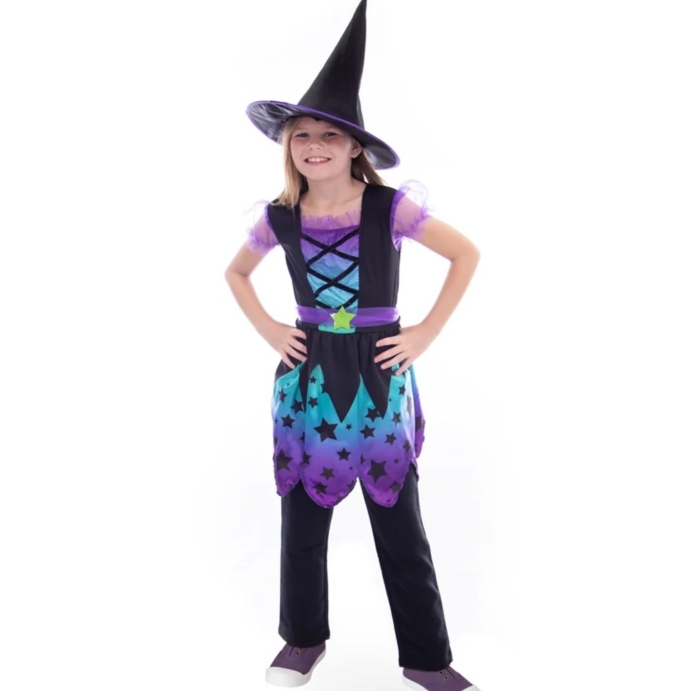 NWT Boo! Inc. Enchanting Witch Costume Girls Size 7-9 Dress & Hat‎ Halloween - Picture 6 of 6